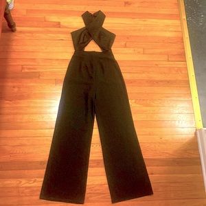 Nasty Gal wide leg halter black jumpsuit